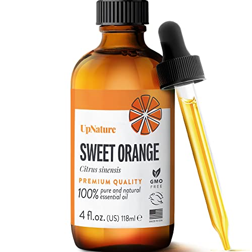 UpNature Orange Essential Oil - 100% Natural & Pure , Undiluted, Premium Quality Aromatherapy Oil - Sweet Orange Oil for Skin, Mood Boosting and Calming, 4oz