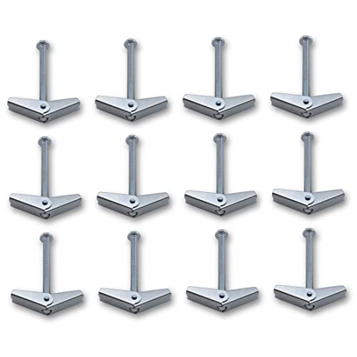 MARRTEUM 1/4" Toggle Bolt and Wing Nut Zinc Plated Steel Toggle Drywall