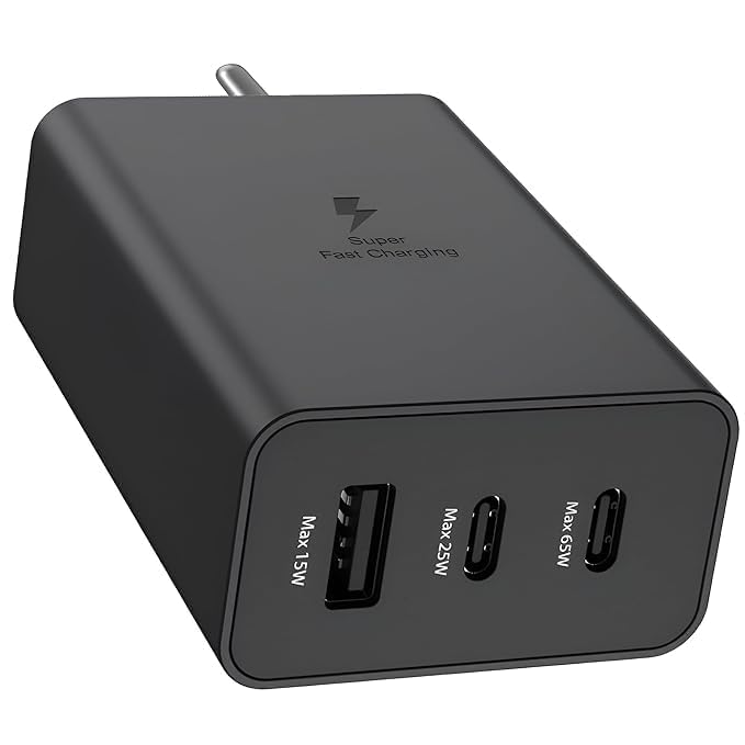 Image of XIAWAO Original 65W Type-C Fast Charging Adapter Compatible with Nothing Phone 3, 3a, 3a Pro High-Speed & Durable Power Adapter (Only Adapter), Black