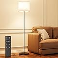 Keepsmile Modern Floor Lamps for Living Room with 12W Bulb Dimmable Floor Lamp with Remote& Linen Shade,Standing Lamps for Office,Custom Color Temperature Led Floor Lamp,Tall Lamp for Bedroom kid Room