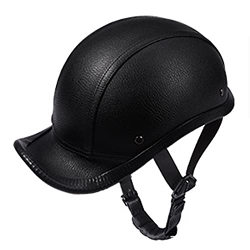 Dlpackj Street Helmet Motorcycle Half Helmet Men Women, German Style Jet Helmets Dot Ece Approved Helmet, Leather Half Open Face Helmet, Half Shell Helmet (Color : A) #TOP1