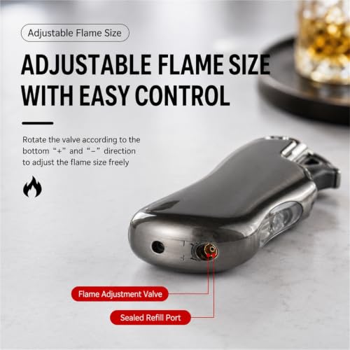 Encendedor recargable de doble llama ajustable para solucionar viento en camping 8