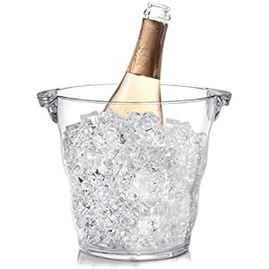 Dicunoy Clear Ice Bucket, 4 Liter Acrylic Champagne Wine Bucket Chiller, Thick Clear Beverage Tubs with Handle, Thick Wine Cooler Buckets for Bar, Home, Parties, for Wine or Champagne Bottles