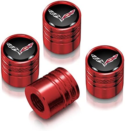 IPick Image Corvette C7 Z06 Logo Tire Valve Caps – Black On Black Aluminum, Set Of 4