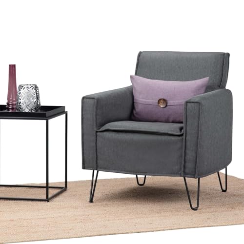 Sillón moderno gris con patas de metal miniatura 4