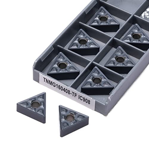 AALLYN Indexable Carbide Lathe Tool 10PCS TNMG160408 IC907 IC908 Lathe Carbide Turning Tool Steel (Size : TNMG160408-TF IC908)