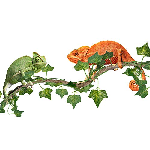 Reptile Hammock With Sticks For Artificial Climbing Vines And Plants, Repta Vines Bedding for Chameleon Lizards Gecko Snake Spides , Reptile 3 in 1 Kit Banches Decor Amphibians Accessories For Habitat