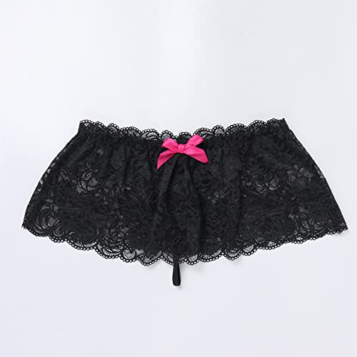 ABAFIP Men Sissy Skirted Panties Lace Thongs Sheer Mesh G-string Underpants Crossdressing Lingerie Underwear4