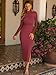 Caracilia Womens Mesh Dress Long Sleeve Mock Neck Bodycon Sheer Going Out Cocktail Night Club Midi Dresses 3 Piece Outfits Wine Red
