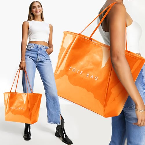 Image of KALIDI PVC Tote Women Weekender Bag Large Shopper Handbag Oversize Shoulder Travel Purse