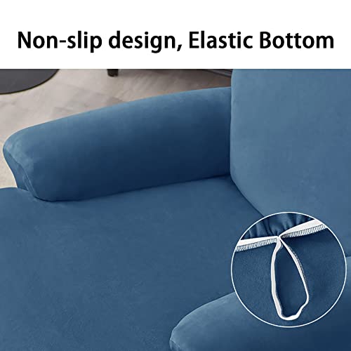 Funda de sillón de terciopelo elástica de 4 piezas para renovar mueble 6