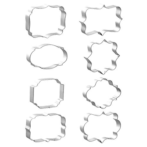 Fancy Plaque Cookie Cutters Set Of 8 Pcs, Stainless Steel Wedding Frames Shaped Fondant Cutter Molds Baking Diy #TOP6