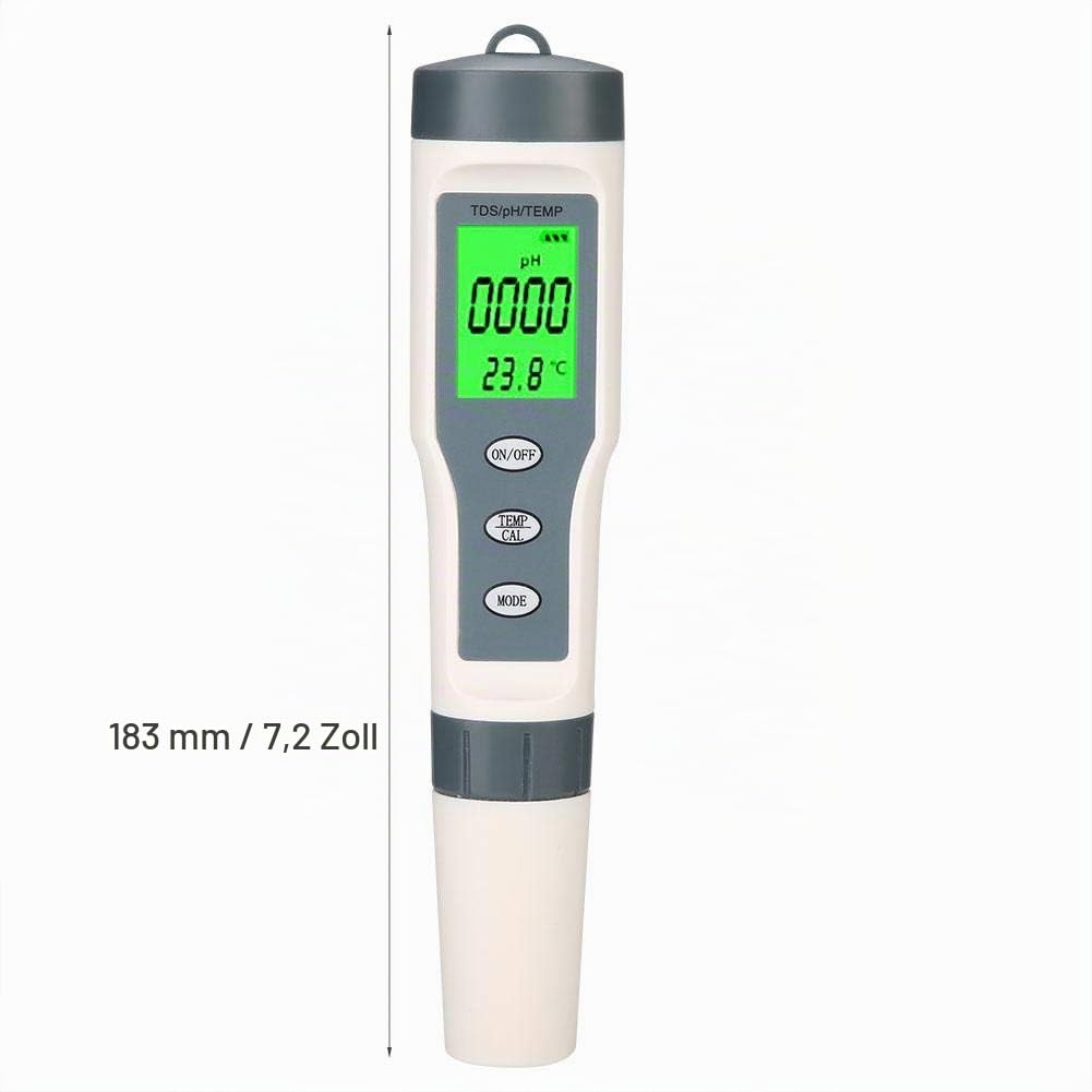 Wasserqualität Tester, ph wert messgerät, PH Messgerät chlor, ph messgerät Wasser 3 in 1 Tragbare Digitale TDS PH Temp Meter Aquarium Pool Wasser Reinheit