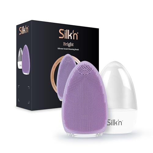 Silk'n Bright - GesichtsreinigungsbĂĽrste aus Silikon, hygienische Tiefenreinigung, sanftes Peeling und Massage, wasserfest, wiederaufladbar - Violett, FB1PE1PU001