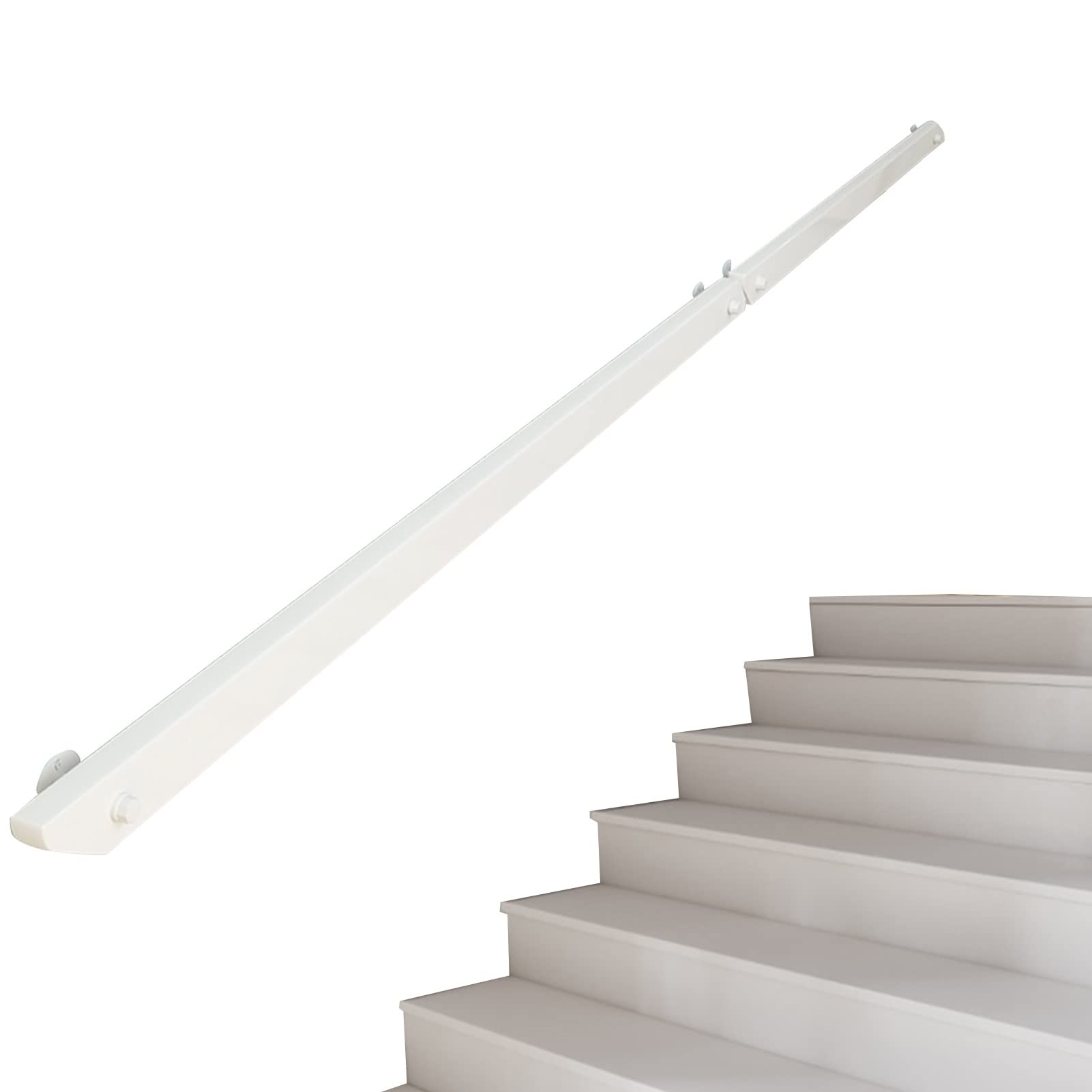 Rampe d'escalier intérieur mural en bois blanc antidérapant