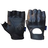 A&H Apparel Genuine Cowhide Leather Fingerless Motorcycle Heavy Duty Protective Hard Knuckle Gel Pad