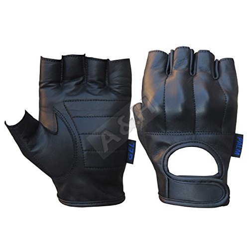 A&H Apparel Genuine Cowhide Leather Fingerless Motorcycle Heavy Duty Protective Hard Knuckle Gel Padded Gloves (Ah-Xxxl) #TOP15