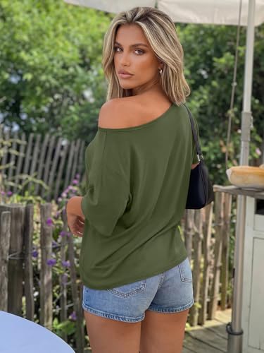 Image of Trendy Queen Womens Off the Shoulder Tops Oversized Summer Spring T-Shirts 2026