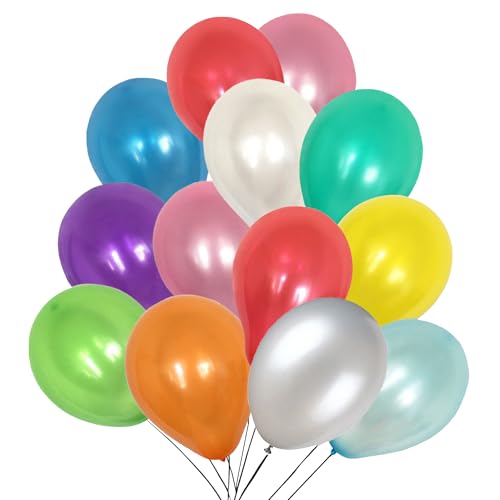 WedDecor 100pcs Latex Balloons 10" Large Assorted Bright Colours Air or Helium Use Colourful Party Balloons For Kids Birthday Party Anniversary Wedding Decoration Accessory (Multicolour)