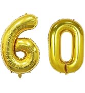 Luftballon 60 Geburtstag Deko Gold Luftballon Zahlen 60, GoldRock 60. Geburtstag Frau Mann, 16 Zo...