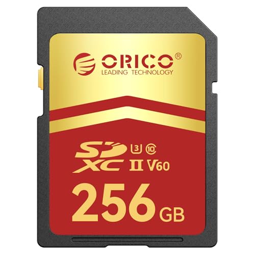 ORICO 256 GB SD-Karte, UHS-II, C10, U3, V60, 4K UHD, Full HD, bis zu 300 MB/s Lesegeschwindigkeit, SDXC-Speicherkarte für professionelle Fotografen und Content Creator – SD60