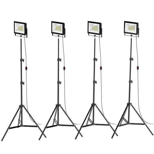 LIVOWALNY 11000 lm LED Work Lights with Stand Pack of