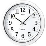 MAG(マグ) 掛け時計 壁掛け時計 電波時計 アナログ 防水 防塵 厨房 水回り 工場 脱衣所 風呂 ガレージ IP67 プラスチック 直径32.0㎝ 夜間秒針停止 ホワイト ナヤ W-734 WH-Z ノア精密