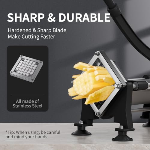 French Fry Cutter, Stainless Steel Potato Cutter with 1/4Inch Blades, Commercial French Fries Slicer for Whole Potatoes, Carrots, Cucumbers(1/4 Inch Blade) by Awgpd - Image 3