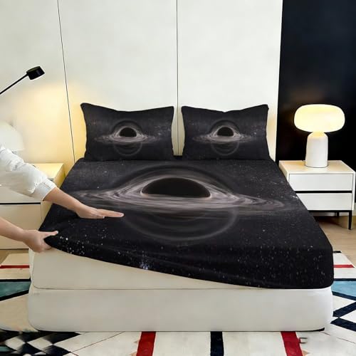 Drap housse trou noir ajusté 90x200 anti-plis pour matelas une place