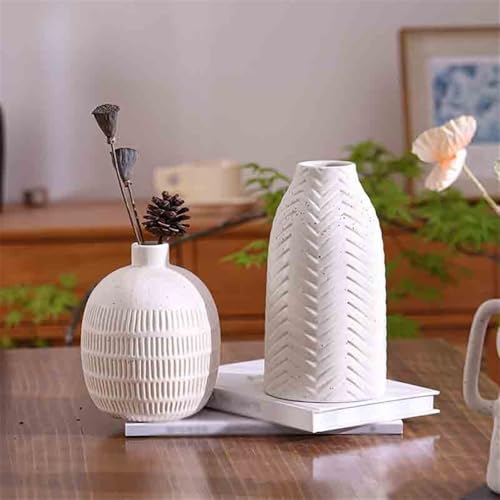 Vase en céramique blanc pour composition florale et décoration intérieure salon