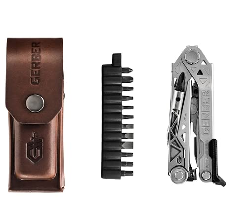 GERBER Center-Drive Plus - Herramienta multiherramienta de 4.7 pulgadas con funda de cuero