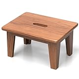 Step Stool for Bed, Wooden Step Stool for Adults, 16.5''L x 11.8''W x 9''H High Bed Stool for Kids Stable, No Assembly Needed, Large Foot Stool Bedroom Kitchen Bathroom