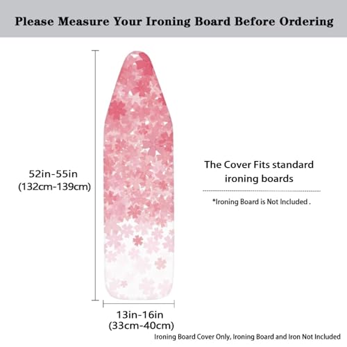 Image of Novelty Ironing Board Cover, Gradient Pink Floral Pattern 15x54 Ironing Board Cover, Stain Resistant and Non Slip, Elastic Edges,Fashion Home Decoration