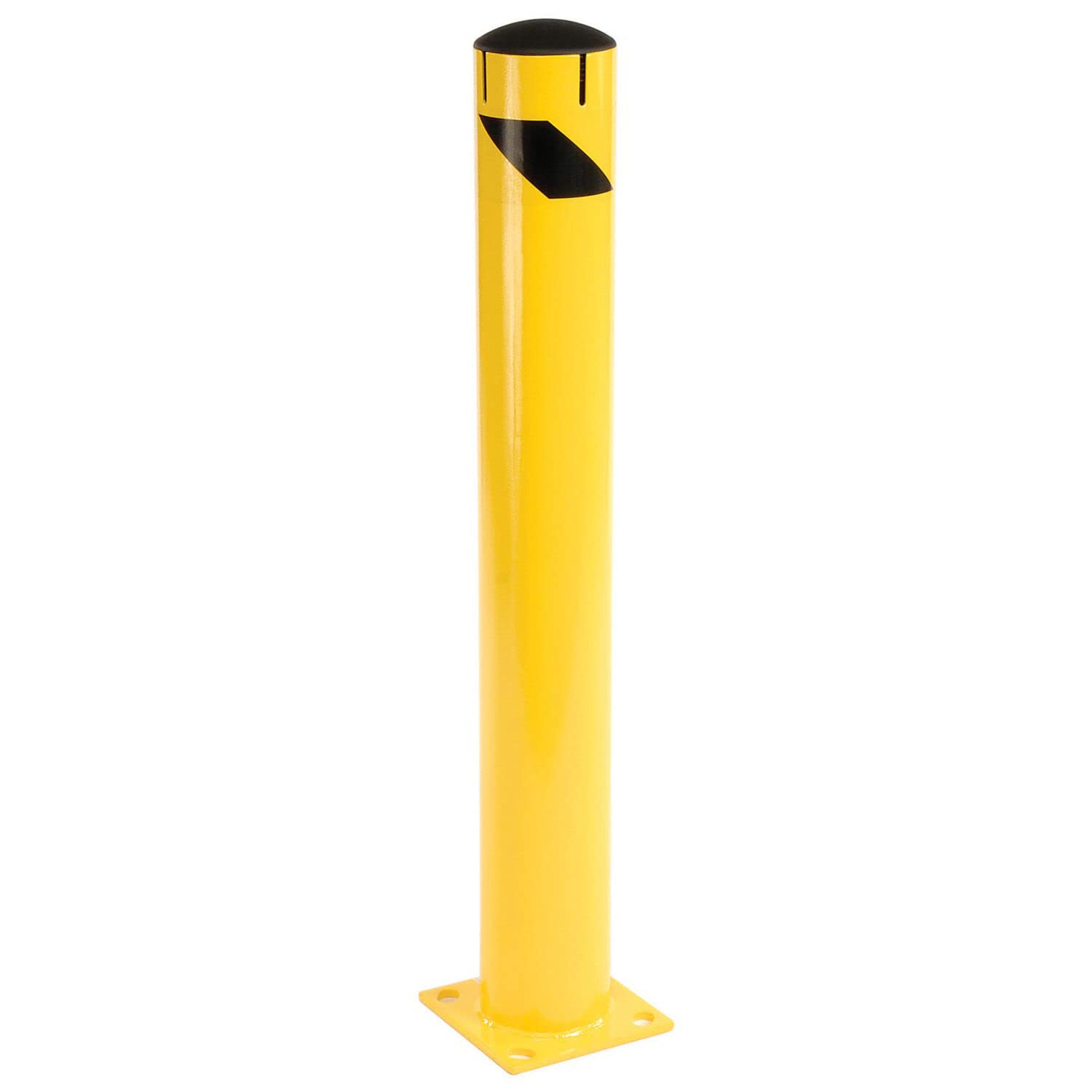 Global Industrial 42" x 5-1/2", Steel Bollard with Removable Plastic Cap & Chain Slots, Existing Concrete
