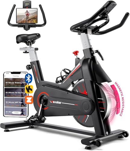 Exercise Bike, WENOKER Magnetic Resistance Stationary Bike for Home, App Supported Indoor Bike with...