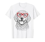 Funny Goldendoodle Face Heart Glasses Dog Valentine’s Day T-Shirt