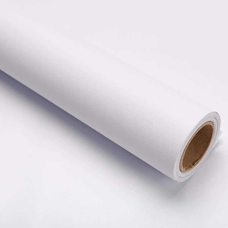 Image of WALLMATE Vinyl White Contact Paper Decorative for Cabinets Countertops Kitchen Shelves Self Adhesive Film Peel and Stick Waterproof Removable Wallpaper (1 Feet 250inch, Matt White Wallpaper)
