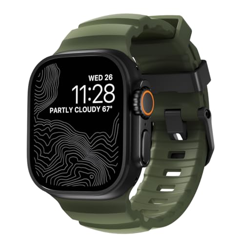 NOMAD Bracelet Sport Rocky Point Forest pour Apple Watch – Bracelet Robuste pour Apple Watch 46/49 Mm avec Finitions en Titane Noir. Aventurier pour Hommes Et Femmes.