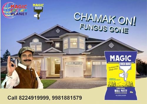 Image of Magic Rock Premium Wall Putty Powder Smooth Finish Interior & Exterior Walls Painting | Holes | Clay Art | Crack repair Filler | Art & Craft (2 KG Bag)