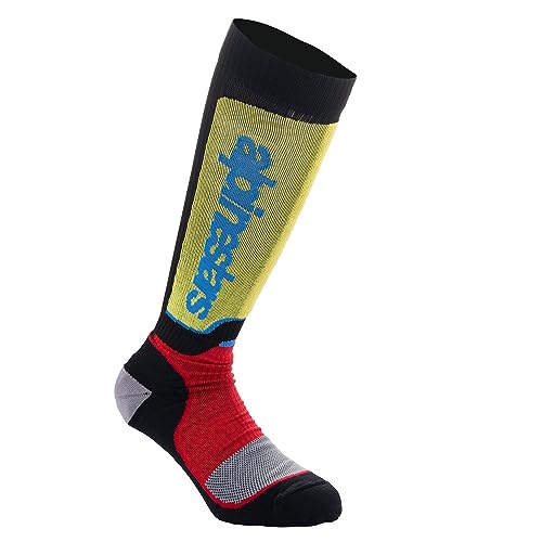 Alpinestars Unisex Youth Plus Technical Socks MX, Black Red Light Blue, M/L