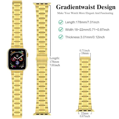 MioHHR Solid Stainless Steel Band Compatible with Apple Watch 40mm 38mm, Metal Strap Bands for iWatch Series 6 5 4 3 2 1 SE3 SE2 SE Women and Men, Gold by MioHHR - Image 7
