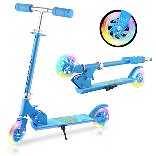 Scooter For Kids Ages 6-12 - Kids Kick Scooters With Led Light Up Wheels & 3 Levels Adjustable Handlebar, Lightweight Foldable 2 Wheel Girly Pink Scooter, Christmas Birthday Gifts For Girls Boys. #TOP12