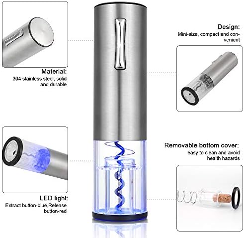 Anpro Electric Wine Opener, Rechargeable Corkscrew with USB Charging linePourer, Foil Cutter, Vacuum Pumping Stopper