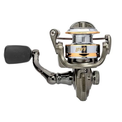 Lew&rsquo;s Laser Lite Spinning Fishing Reel, Size 75 Reel, 6+1 Bearings, 5.0:1 Gear Ratio, Graphite Frame, Metallic Gray/Silver/Gold (Clam Packaging)