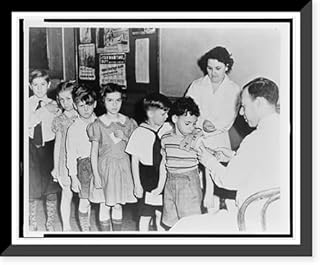 Historic Framed Print, Health in a U.S. city - a serum and vaccine farm. Children await inoculation, 17-7/8" x 21-7/8"