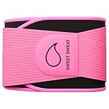Sports Research Sweet Sweat Waist Trimmer Pro Series - Sweat Enhancing Fitness Belt for Women & Men - Adjustable Straps · Back & Core Support - Pink (Med-Lrg)