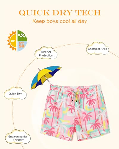 Image of SURF CUZ Surfcuz Little Boys Swim Trunks UPF 50+ Toddler Beach Shorts Swimsuit Kids Quick Dry Swimwear
