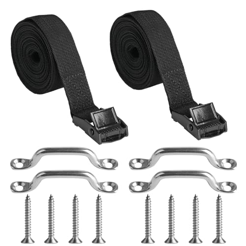 2 Stück 305,7 cm Batteriekasten-Gurt-Set, Edelstahl-Halterung und Schrauben für Boot, Auto
