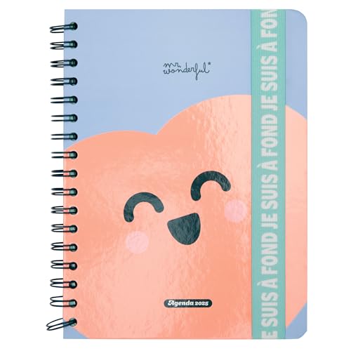 Sr. Wonderful – Agenda Wonder 2025 Semanier – Yo estoy a fondo – Incluye 8 hojas de pegatinas y blocs de notas con formas