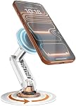 COOPER Mag360, Magnetic Phone Stand for Desk Compatible with MagSafe Phone Holder, 360° Adjustable, iPhone Desk Stand for iPhone 17 Pro Max/16/15/14/13/12, Incl 1 Metal Ring for Other Phones - White